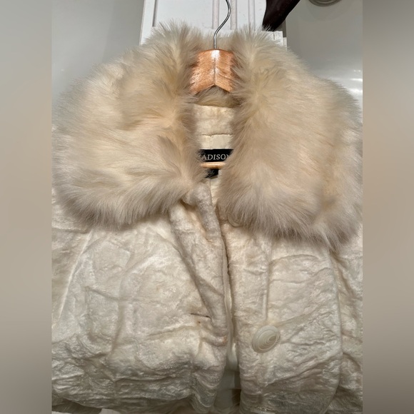 Faux Fur mid length button down coat - Picture 2 of 7